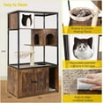 thumbnail image 3 of Aivituvin Cat Litter Box Enclosure, Litter Box Furniture Hidden, Wooden Cat Washroom Furniture, Indoor Cat House with Condo, Hammock, Scratching Mat and Storage Shelves, 3 of 8