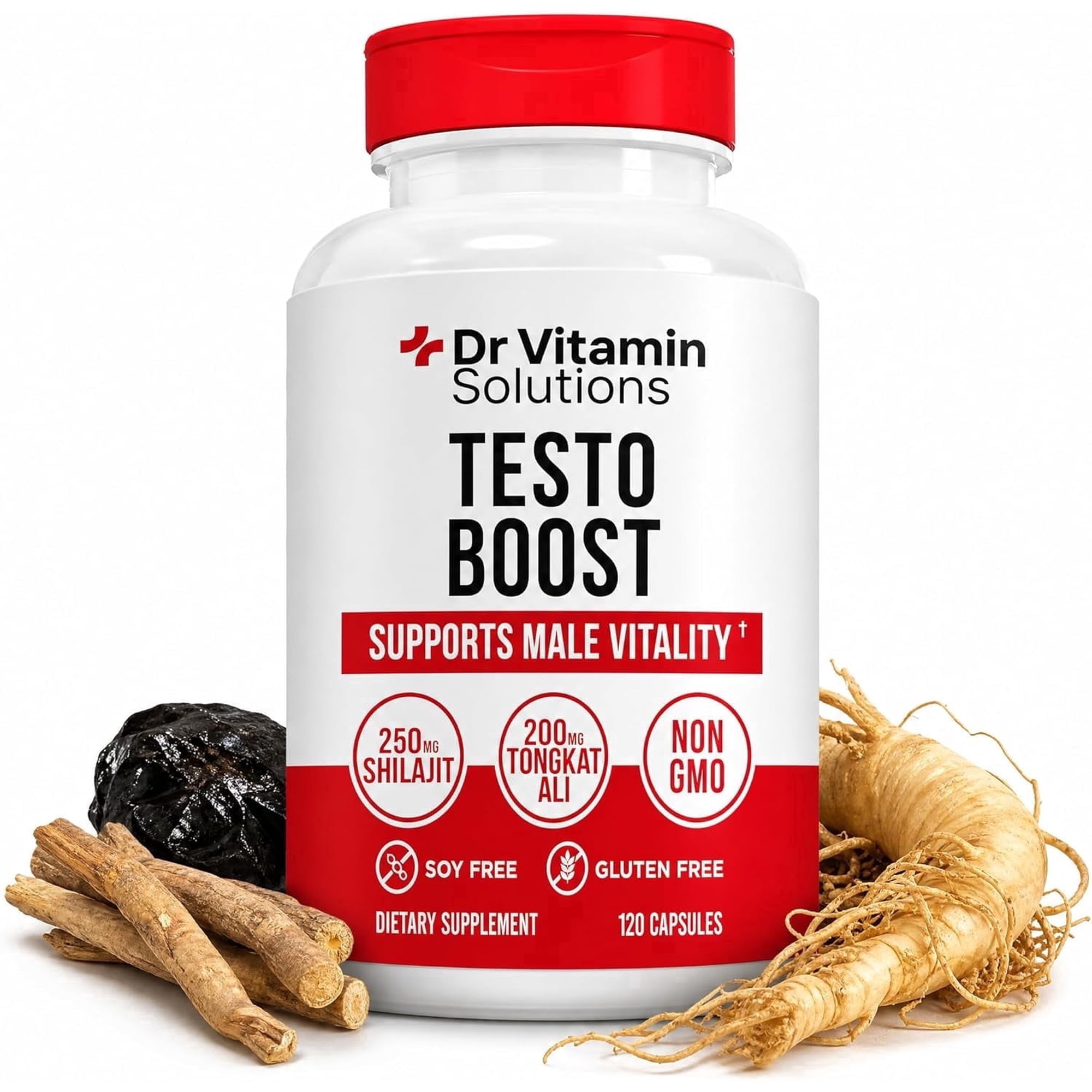 Testosterone Booster for Men with Tongkat Ali and Ashwagandha, 120 Capsules