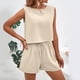 thumbnail image 4 of Conjunto de jogging de 2 piezas para mujer: camiseta sin mangas y pantalones cortos, cintura elástica, conjunto deportivo informal, 4 of 8