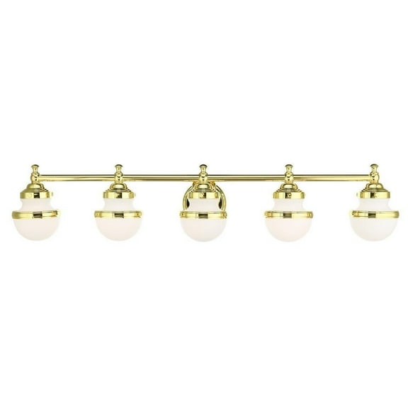 5 Light Bathroom Light in Modern Style 42.5 inches Wide By 8.25 inches High-Polished Brass Finish Bailey Street Home 218-Bel-4188780