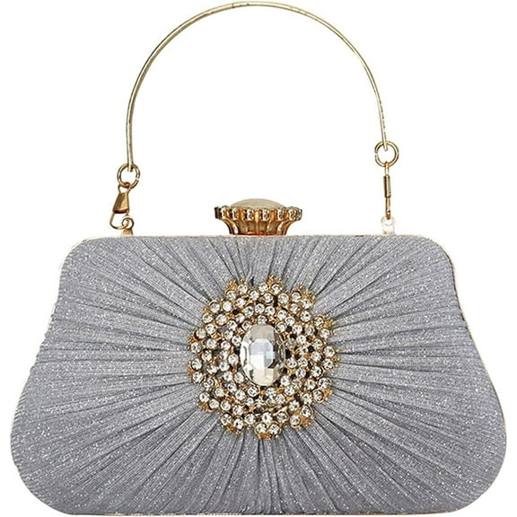 Glitter Clutch Purses For Women Pleated Diamond Evening Handbag For Bridal Wedding Party With Rhinestone Bag