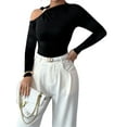 thumbnail image 3 of Womens Cold Shoulder Long Sleeve Top Asymmetrical Loose Casual Shirts Black XL, 3 of 8
