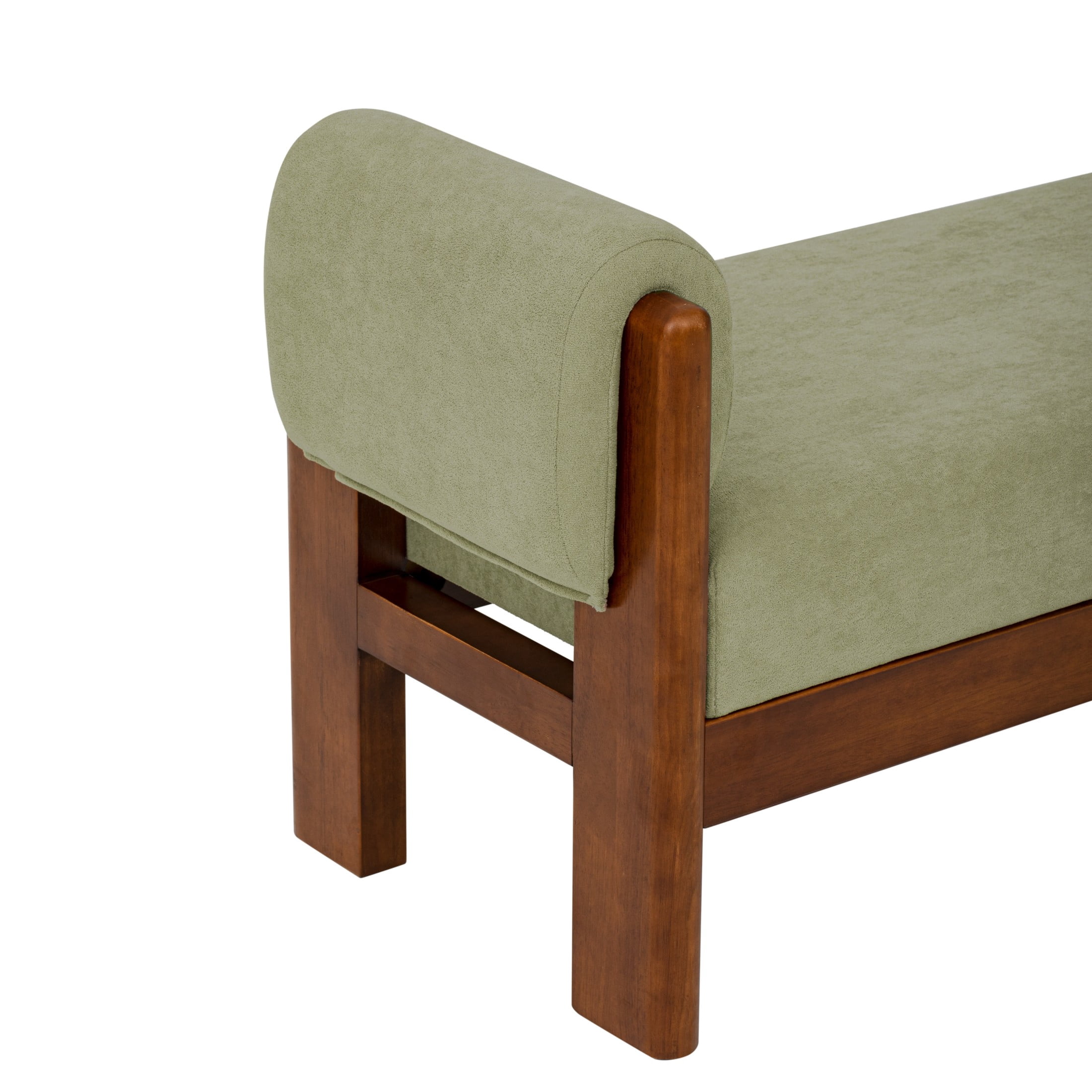 Christopher Knight Home 63" Upholstered Accent Ottoman, Solid Wood Frame End of Bed Bench, Green