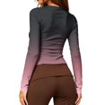 thumbnail image 5 of Garbnen Womens Long Sleeve Shirt Gradient Slim Fit Crew Neck Tops for Women Basic Fall Winter Casual Y2k Women's&nbsp;blouses Red XS, 5 of 5