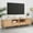 Natural Wood, variant on Harper & Bright Designs Rattan TV Stand for 85 inch TV, Wood TV Storage Cabinet with Open Shelves and 2 Drawers, Media Console with Solid Wood Legs for Living Room, Natural Wood