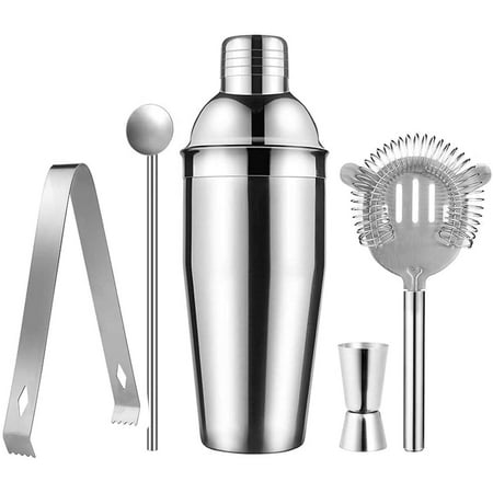 Cocktail Shaker, 5 Piece Premium Stainless Steel Cocktail Set, 750 ml ...