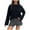 Black, variant on HAiming Women's Pullover Sweaters Solid Long Sleeve Round Neck Knit Tops Fall Winter Loose Casual Blouse with Pocket
