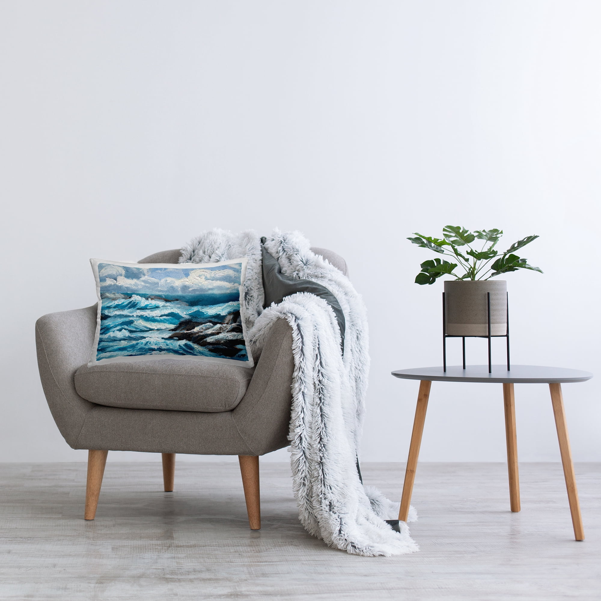 Stupell Industries Rough Sea Waves Splash Decorative Printed Throw Pillow Design by Melissa Wang .