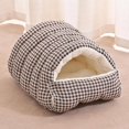 thumbnail image 2 of 30x30x20cm Removable Washable Pet Bed Enclosed Cat House Winter Warm Dog Bed Plush Cloth Material Soft & Cozy for Small Cats Dogs Indoor Pets Two-Purpose Nest Pet Villa Sleeping Mat, 2 of 6