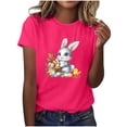 thumbnail image 3 of Yxbdin Womens Easter Shirt Plus Size Short Sleeve T Shirts Crew Neck Cute Bunny Graphic Tee 3/4 Sleeve Casual Spring Summer Tops Hot Pink S, 3 of 6