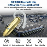 New Bee Bluetooth Earpiece,Wireless Handsfree in-Ear with Microphone, 20 Hrs Talking Time 180 Days Standby Time Bluetooth V5.0 Headset for iPhone/Android/Business/Trucker/Driver,Gold