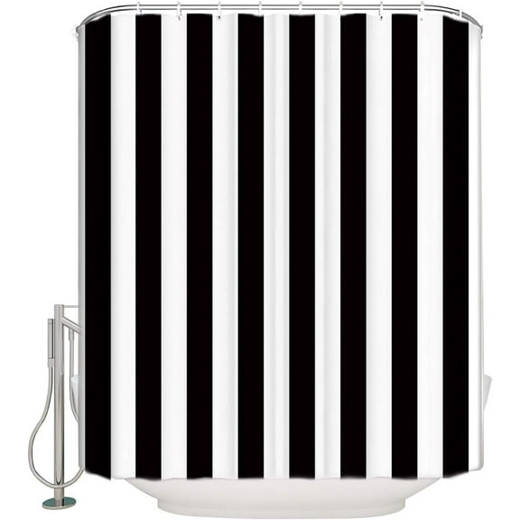 Extra Long Shower Curtain Fabric Shower Curtains Black and White Shower Curtain Striped 72x84 Inch