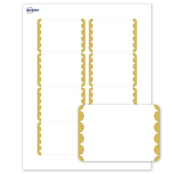 Avery® Name Tags, 2-1/3" x 3-3/8", Gold Dots Edge, Matte White, 80ct