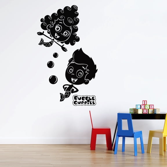 Bubble Guppies Gil And Deema Wall Decal | Removable Cartoon Characters Comedy Series Home Art Decor Design 20" x 33" Vinyl Kids Bedroom Nursery Adhesive Decoration Sticker