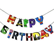 Avengers Superhero Birthday Flag, Spider-Man Thor Hulk Paper Banner