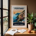 thumbnail image 6 of Amalfi Coast: Vintage Travel Poster of Positano - Positano Campania Italy Illustration Oak Framed Wall Art Print 12 x 18 inches, 6 of 59