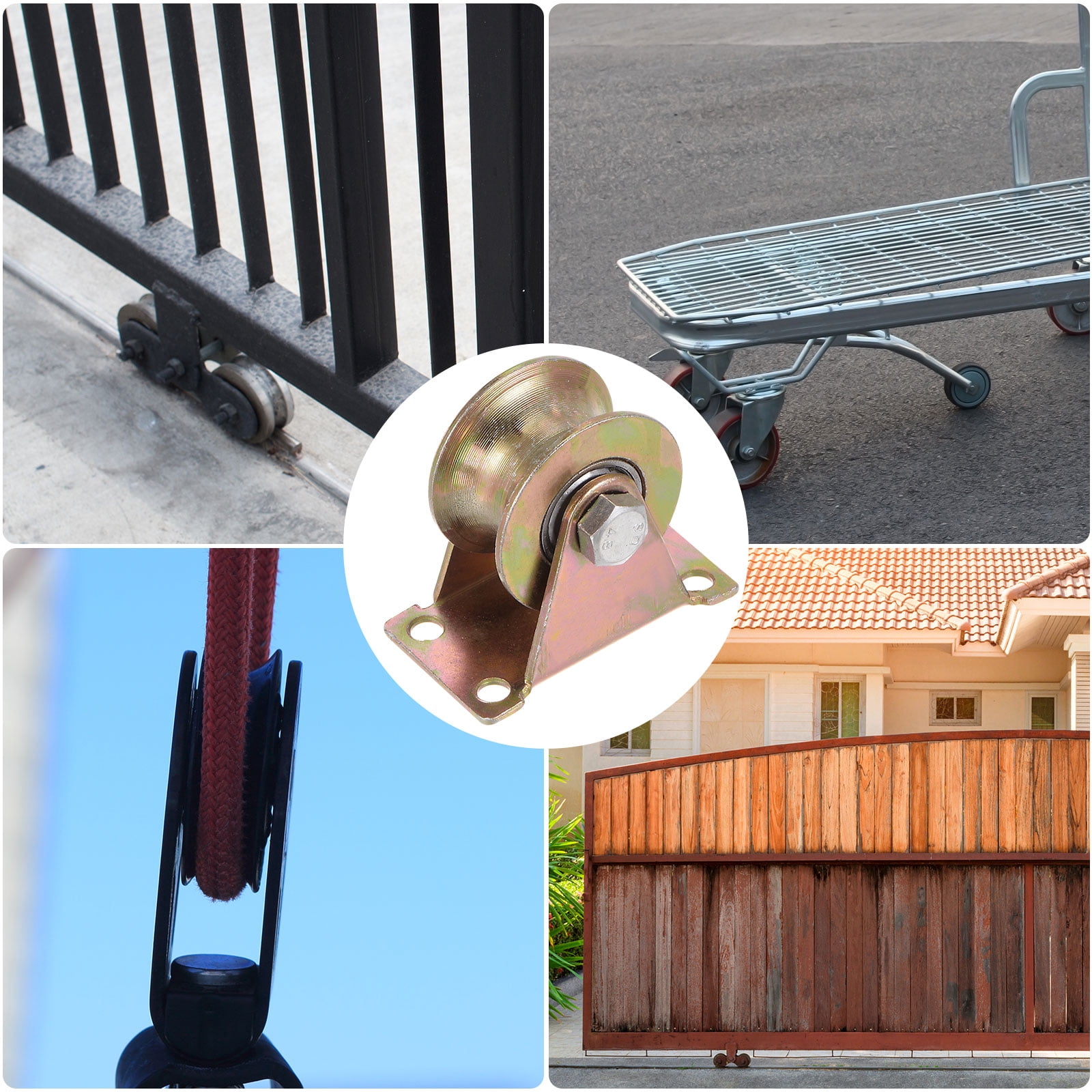Uxcell 2pcs U Groove Caster 1.85" U-Shaped Sliding Gate Wheel Load Capacity 88lbs Per Wheel for Inverted Track