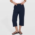 thumbnail image 2 of FRSASU Capris for Women Casual Summer Loose Comfy Elastic Waist Wide Leg Capri Pants with Pockets Navy, 2 of 8