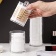 thumbnail image 3 of Cotton Holder Dispenser, for Cotton Swabs, Balls, Pads, Floss Picks- Small Clear Plastic Canister Apothecary Jar Set, Bathroom Essentials Accessories Decor, Vanity Makeup Storage Organizer, 3 of 10