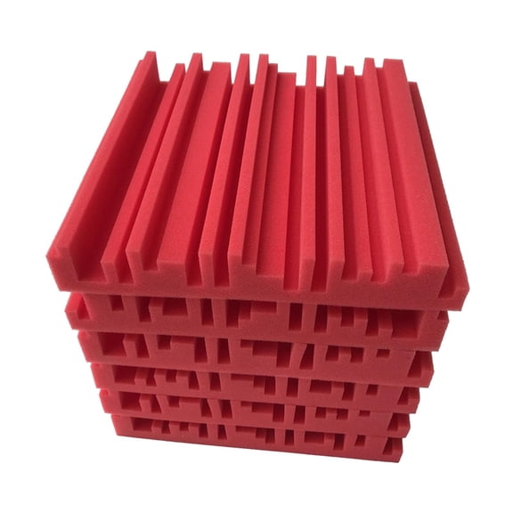 Aislamiento acústico 6 piezas Absorbente de ruido Insonorizado Deadener Espuma de aislamiento acústico Hoja de espuma de cerrada Cuña de estudio rojo Sunnimix espuma acústica