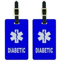 Diabetic Medical Emergency Star of Life Luggage Tags Suitcase ID, Set of 2