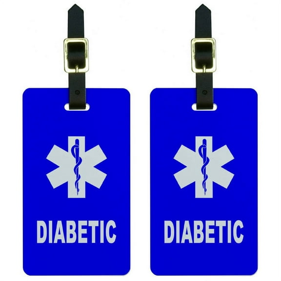Diabetic Medical Emergency Star of Life Luggage Tags Suitcase ID, Set of 2