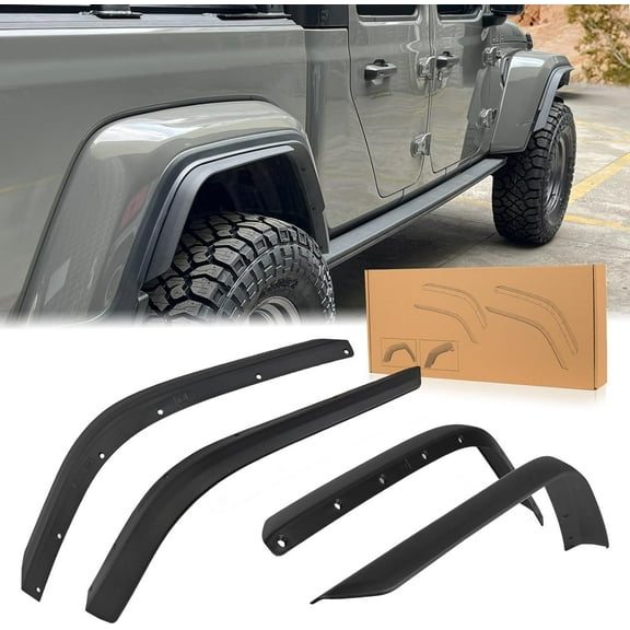 Fenders Front and rear fenders compatible with 2020-2022 Jeep Wrangler Gladiator JT, off-road wheel fender liner set 4 PCS