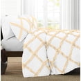 thumbnail image 2 of Dual Tone Diamond Ruffle Duvet Cover 3 Piece Set with Zipper Closure, 400 Thread Count & 100% Egyptian Cotton , Quilts Protector with Pillowcases - White & Ivory Solid, Oversized Size., 2 of 5