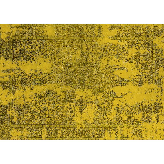 Ahgly Company Indoor Rectangle Oriental Yellow Industrial Area Rugs, 2' x 5'