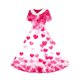 thumbnail image 5 of Vestido de manga corta con cuello en V para niña, estampado de manga corta, falda con cuello doblado y cintura mediana y grande, de poliéster., 5 of 6