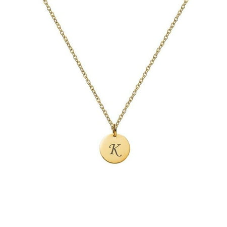 Personalized Women's Gold Round Dainty Anniversary Day Gift for Her Engravable Initial Letter Name Necklace Gift for Girlfriend Birthday WIfe Fiancee Free Jewelry Gift Box Ships Next Day