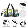 thumbnail image 6 of Xecao Funny Dinosaurs on Stripes print Round Travel Duffel Bag is a foldable gym bag with an inner pocket, perfect for travel sports, 6 of 8