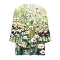 thumbnail image 6 of DeHolifer Women's Shirts Floral Printed 3/4-Sleeve V-Neck Button Down Casual Loose Shirts Tops Mint Green S, 6 of 6