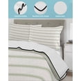 thumbnail image 4 of Quilts Full Size, Sage Green Striped Soft Comforter Bedding Set for Bed, Rustic Green Stripe Modern Art Beige Lightweight Quilted Bedspread with Pillow Cover(2 Pieces) for All Season, 78x90 Inch, 4 of 6