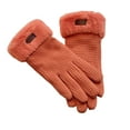 thumbnail image 4 of Winter Gloves Women Ski Winter Fashion Must Haves Fleece Lining Wool Orange Gloves, 4 of 4