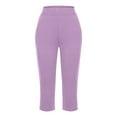thumbnail image 5 of Lixiuxyad Summer Beach Pants Women's Casual Pants For Everyday Comfort Versatile Home And Sports Wear Classic Solid Color 3/4 Length Trousers Elastic Waist For Easy Fit Purple, 5 of 6