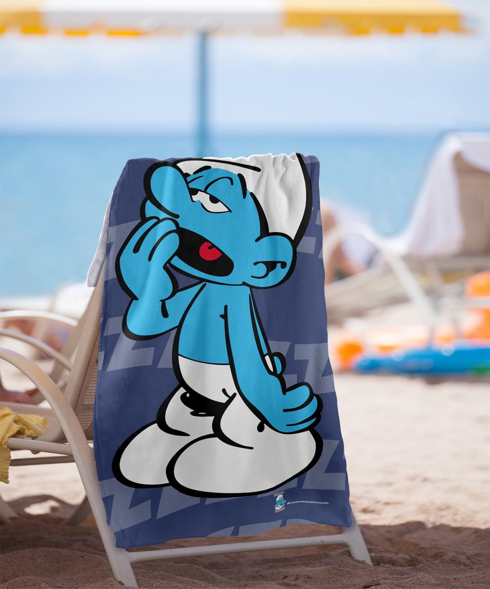 The Smurfs Beach Towel, 30'x60' Lazy Smurf Beach Towel
