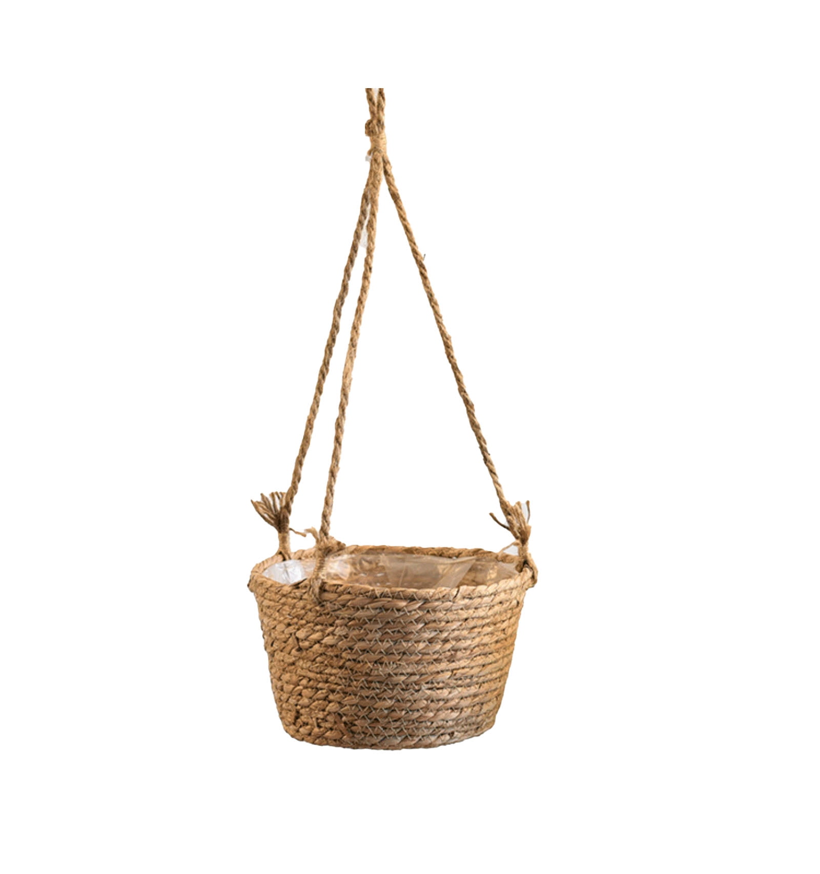 Handwoven Rattan Hanging Basket, Straw Planter for Flowers and Orchids, Rustic Wall Decor for Indoor or Outdoor Plants, Boho Style