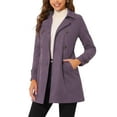 thumbnail image 1 of Abrigo de ante sintético de doble botonadura con solapa de muesca para mujer INSPIRE CHIC en gris púrpura, 1 of 7
