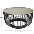 thumbnail image 4 of DecMode 30" x 17" Black Aluminum Metal Open Frame Wire Geometric Coffee Table with Silver Aluminum Top, 1-Piece, 4 of 16