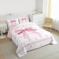 thumbnail image 3 of Feelyou Pink Princess Bowknot Twin Comforter Sets, Cartoon Stars Lines Bedding Set, 2pcs, 3 of 8