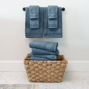 Noble Linens 6 Piece Farmhouse Cotton Bath Towel Set, Light Blue