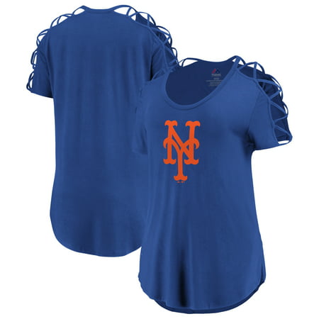 New York Mets Majestic Women's Best Comeback Lattice T-Shirt - (Best Team In Madden 07)