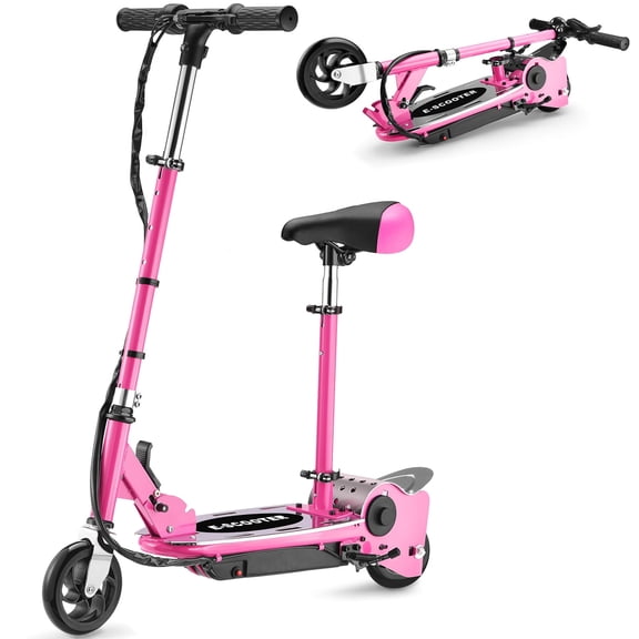 Zupapa Upgraded Electric Scooter with Removable Seat for Kids Ages 8-12, UL Certified Motorized Scooter with 10 MPH Top Speed, 70-Minute Ride Time, 155 lbs Load Capacity, Foldable Design, Pink