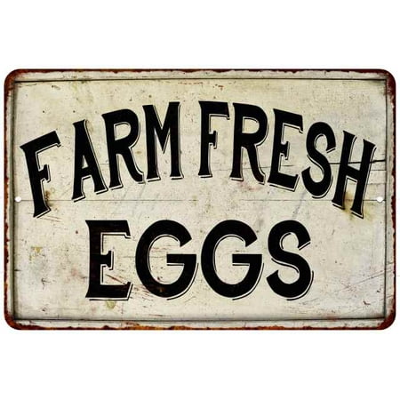 Farm Fresh Eggs Vintage Look Chic Distressed 8x12 Metal Sign Walmart Com Walmart Com