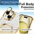 thumbnail image 4 of Cute Luxury Case for Apple iPhone 15 Glitter Magnetic Case for Girls Women Bling Sparkle Shining Glitter Luxury, Gold, 4 of 6