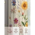thumbnail image 3 of Botanical Floral Sheer Curtains for Living Room Bedroom Retro Purple Pink Yellow Wildflowers Sheer Curtains 108 Inch Long 2 Panels Set Light Filtering Curtain Window Treatments Drapes for Dining Room, 3 of 6