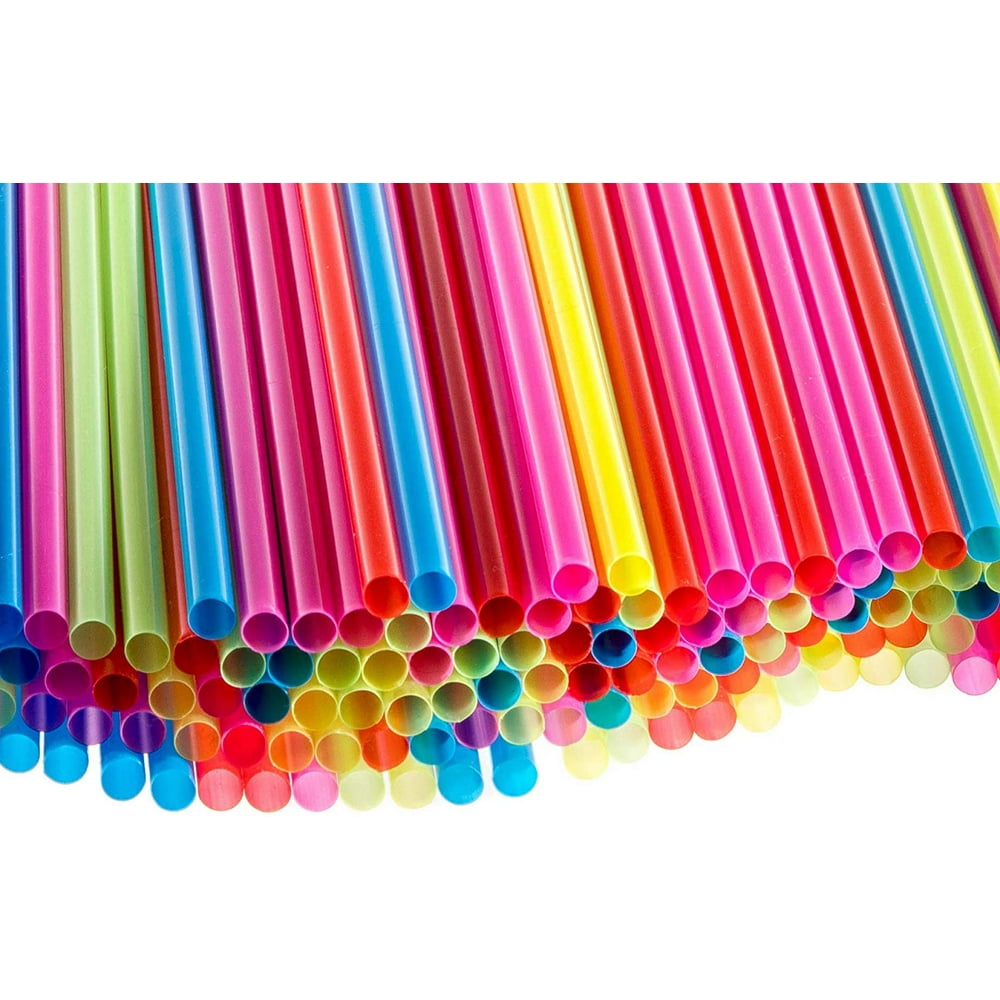 Plastic drinking disposable cocktail colored eco kids straws Length7 3