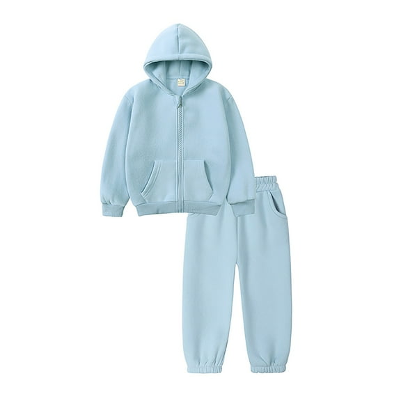 Zshosam Girls 2 Piece Outfits Toddler Girls Pant Set Hoodie Long Sleeve Fall Outfits Sweatsuits Girls' Clothing Sets 2 Piece Size 12 24 Months,(Light Blue 12-24 Months)