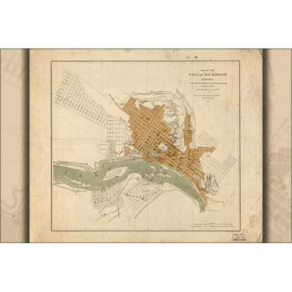 24"x36" Gallery Poster, Map of the city of Richmond, Virginia 1864 p2